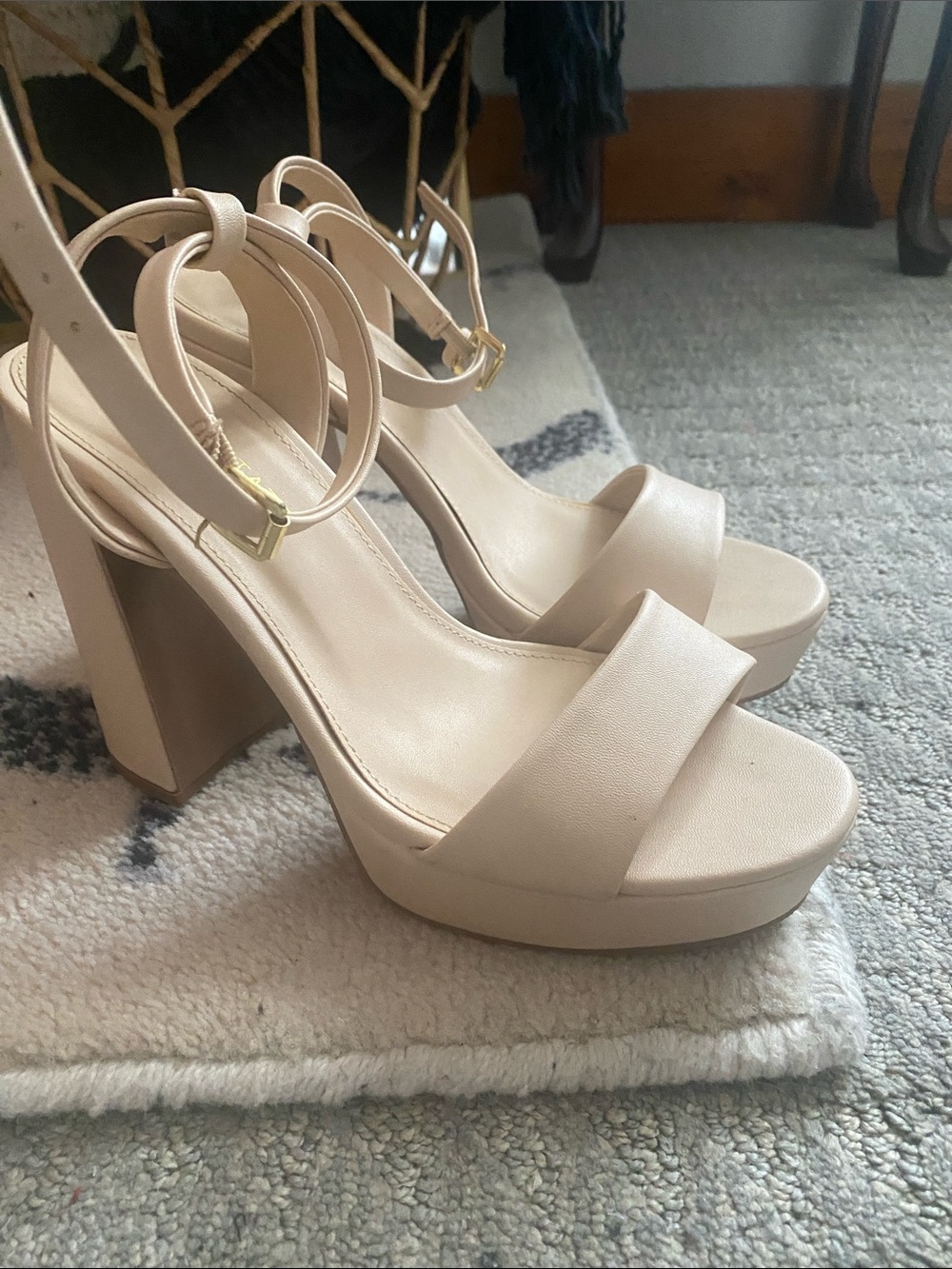 Altar'd State Cream Platform Block Heel Sandals